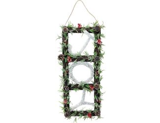 33-in. Christmas Christmas JOY Door Hanging with Berries and Pinecones on Grapevine Frame