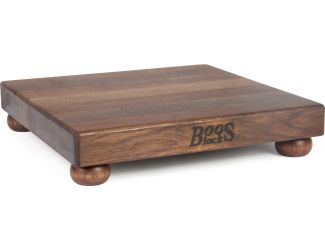 American Black Walnut Cutting Board w/ Wooden Bun Feet, 12'' x 12'' x 1.5''