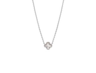 Pave Outlined Four Leaf Clover Necklace Size 18"