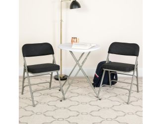 Premium Triple Braced & Double Hinged Black Pin-Dot Fabric Metal Folding Chair