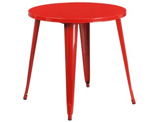 30" Round Red Metal Indoor-Outdoor Table - Restaurant Furniture