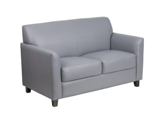 Gray LeatherSoft Loveseat with Clean Line Stitched Frame - Reception Seating