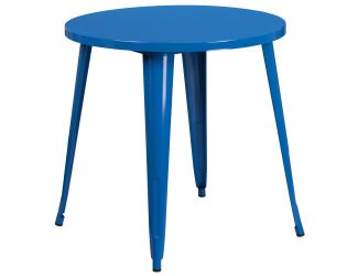 30" Round Blue Metal Indoor-Outdoor Table - Restaurant Furniture