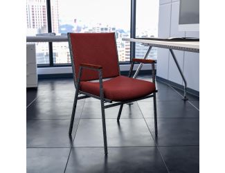 Heavy Duty Burgundy Patterned Fabric Stack Chair with Arms - Reception Furniture