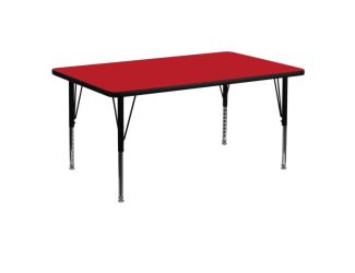 30"W x 60"L Rectangular Red HP Laminate Activity Table - Height Adjustable Legs