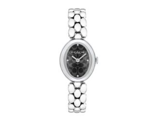 Ladies' Sammy Oval Silver-Tone Stainless Steel Watch Black "C" Dial