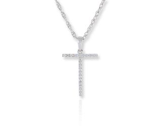 PARIKHS Diamond Initial 'T' Pendant Necklace in 18k White Gold over Sterling Silver 0.10ct IJK-I2