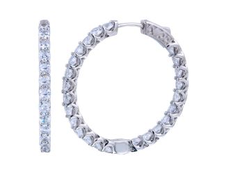 PARIKHS 30MM Rhodium Plated Inside Out CZ Hoop Vault Lock Earring in 925 Sterling Silver