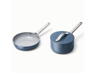 Nonstick Ceramic Minis Duo Cookware Set - Fry Pan & Saucepan Navy