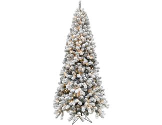 6.5-Ft. Flocked Alaskan Pine Christmas Tree with Warm White LED String Lighting