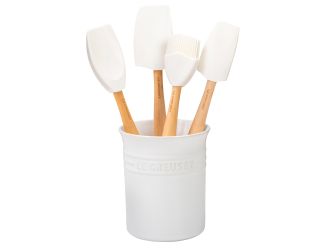 5pc Craft Series Silicone Utensil Set w/ Crock White
