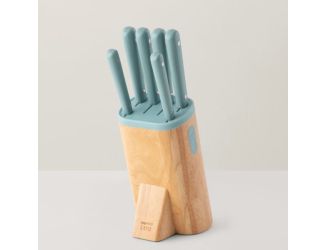 Leo Slate 7pc Knife Block Set, Sage