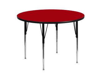 48" Round Red Thermal Laminate Activity Table - Standard Height Adjustable Legs