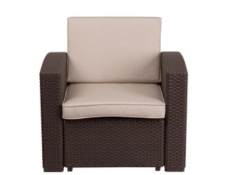 Faux Rattan Patio Chair: Chocolate Brown