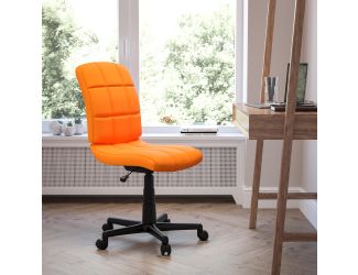 Mid-Back Orange Quilted Vinyl Swivel Task Office Chair - Home Office Chair