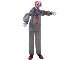 Life-Size Animatronic Clown with Lights and Sound, Indoor/Covered Outdoor Halloween Decoration