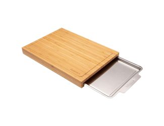 Bamboo Cutting Board w/ Stainless Steel Tray